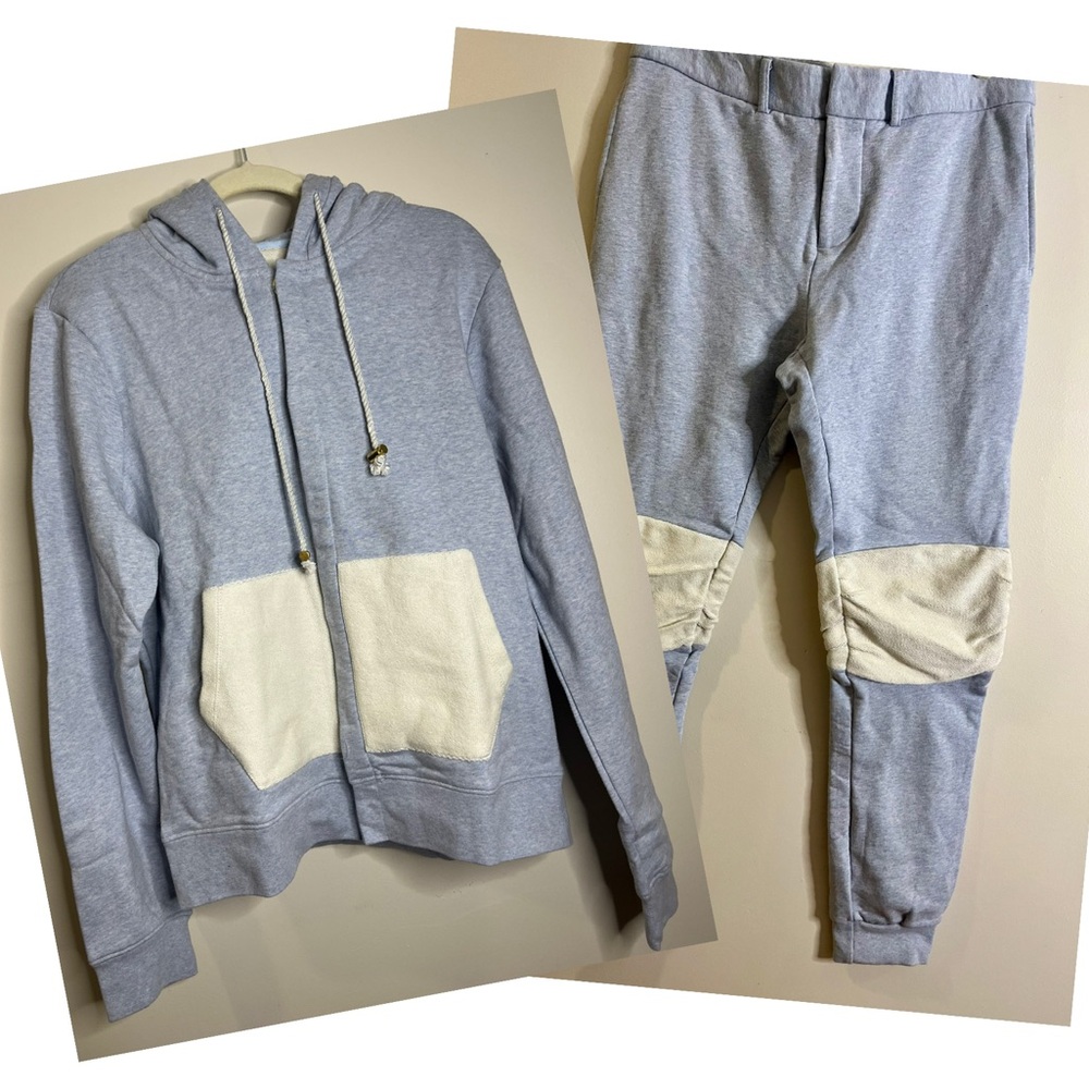 LVL VIII LEVEL 13 Blue Gray Cream Game Day Fit Hoodie Sweatpants Set $436 Derulo